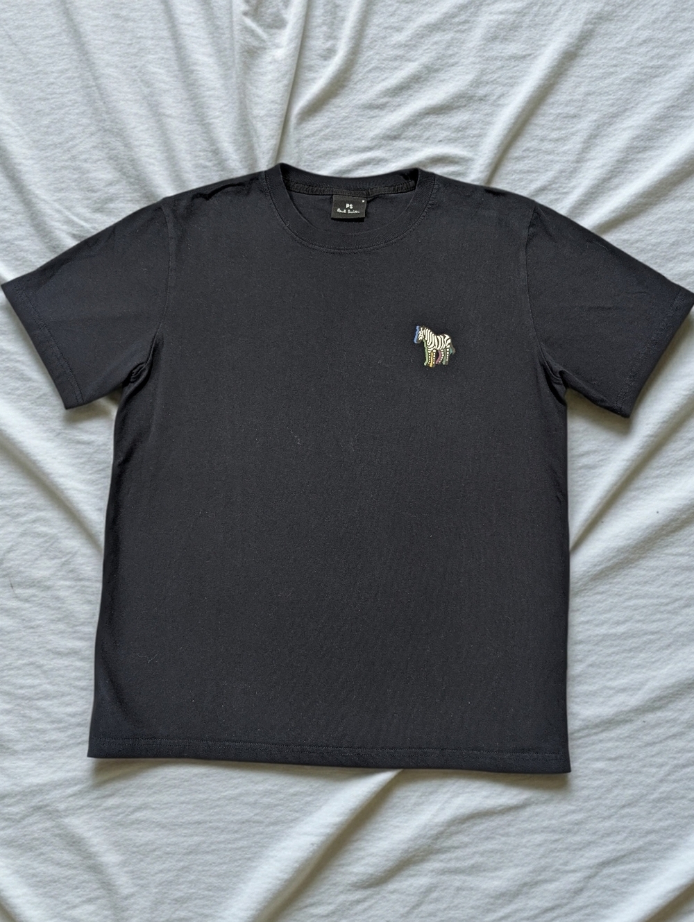 Paul Smith Black Short Sleeve Tee with Multicolor Zebra Logo